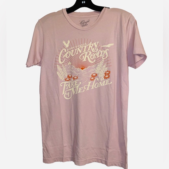 New MIDNIGHT RIDER X John Denver country roads graphic tee sz XS,L lilac - Picture 1 of 5